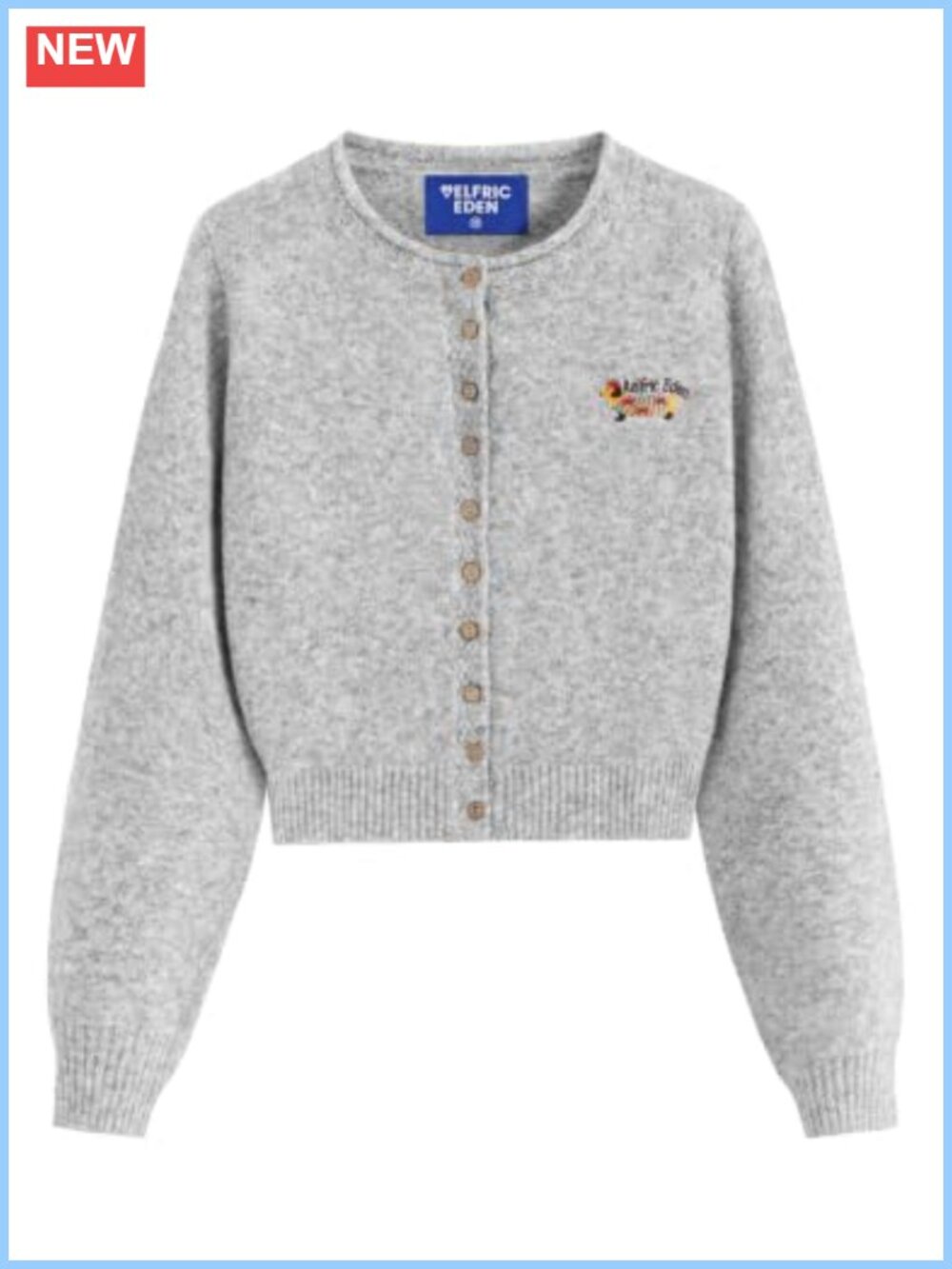 Women's Button Up Crewneck Cardigan Dachshund Embroidery Knit Sweater